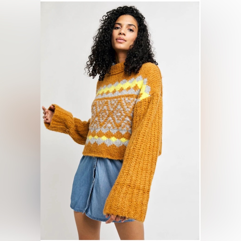 Free People NWT XS Alpine Oversized Chunky Knit Pullover Sweater